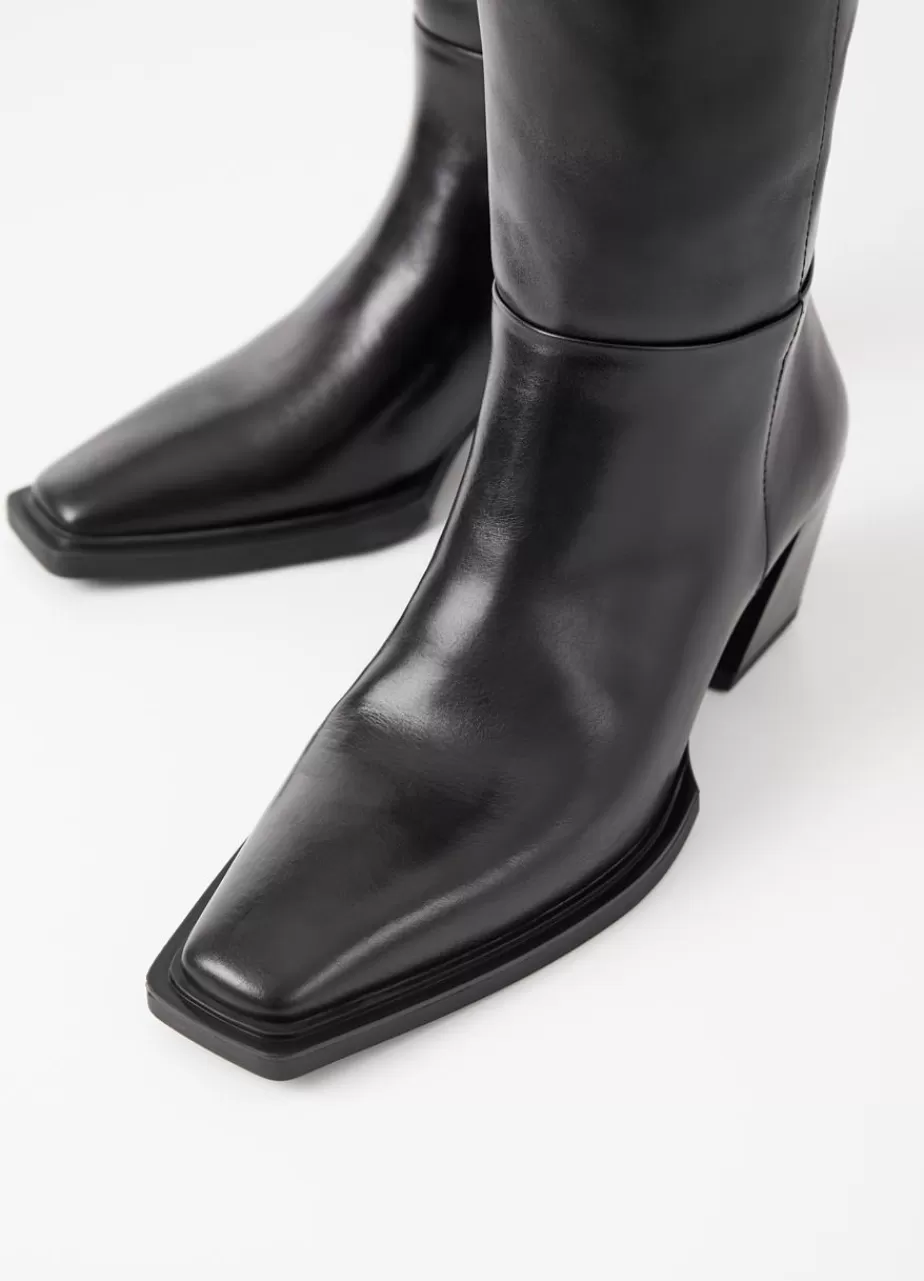 Vagabond Alina Bottes Hautes Noir Cuir Discount